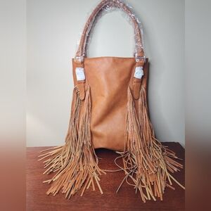 Urban Originals Tan Fringe Shoulder Bag